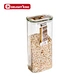 rectangular glass jar with bamboo lid